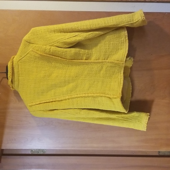 Carolina Belle Montreal Yellow Tweed Fringe Moto Jacket - Picture 4 of 6